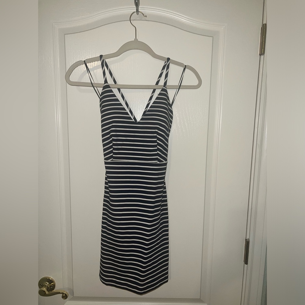 Navy blue striped dress